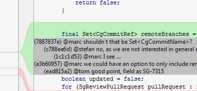 SmartGit's threaded inline commenting system for detailed offline code reviews