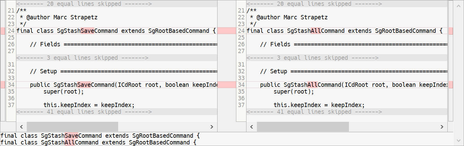 SmartGit 17.1 compact changes view hiding unchanged lines for focused code review