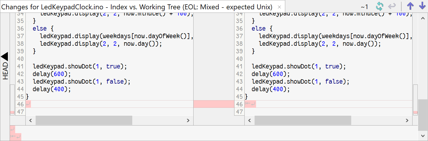 SmartGit 17.1 line-ending change visualization in changes view with optional display