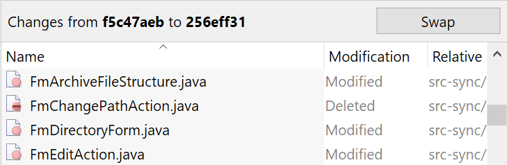 SmartGit 20.2 ref comparison with side-swapping for flexible branch difference analysis