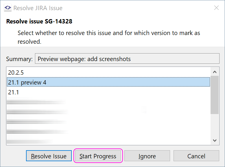 Push: Set JIRA issue in-progress.