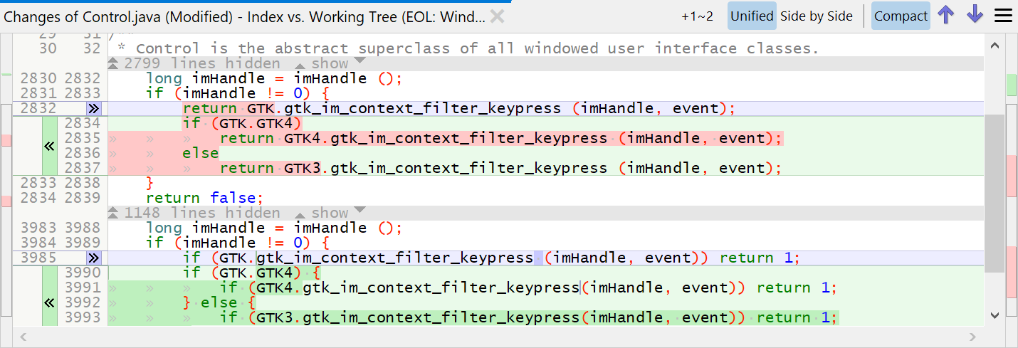 Rebuilt Changes View - Compact.