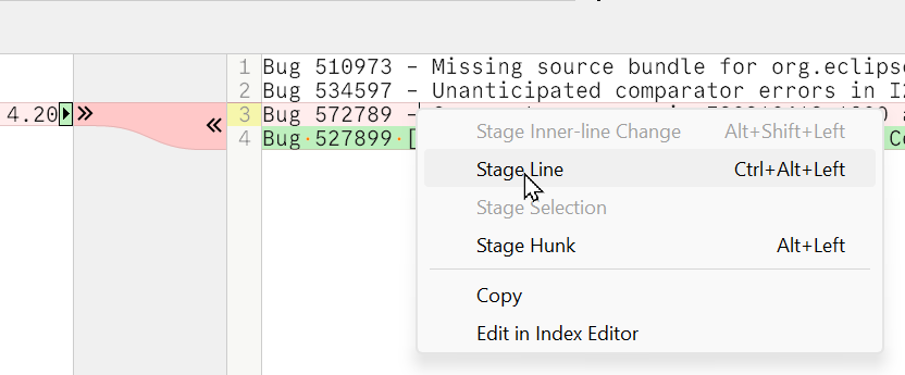 SmartGit 23.1 changes view with selective line application for precise change management