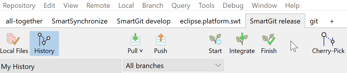 SmartGit 23.1 drag-and-drop tab reordering for customized repository workspace