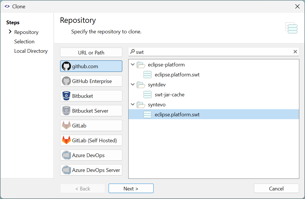 SmartGit 24.1 enhanced repository cloning interface with OAuth GitHub integration