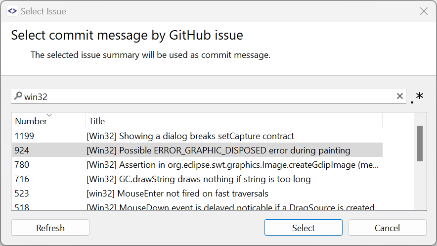 SmartGit 24.1 GitHub issue picker for streamlined commit message workflow integration
