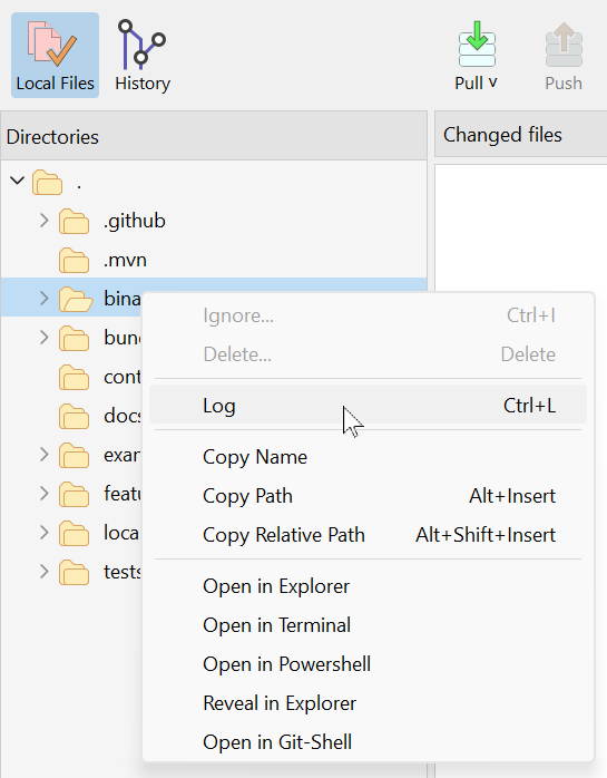 SmartGit 24.1 subdirectory-specific commit history filtering for focused development